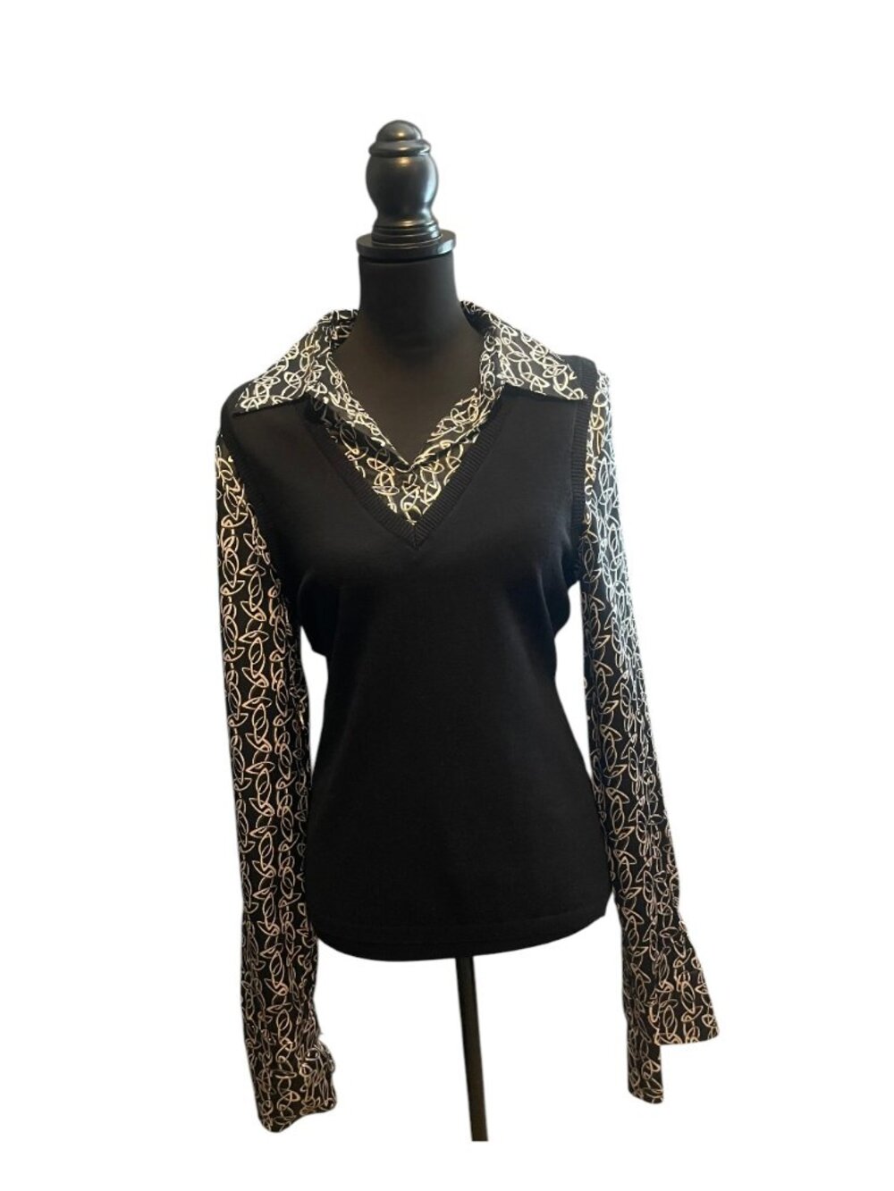 INC Vintage 2-in-1 Silk Sweater Vest Blouse